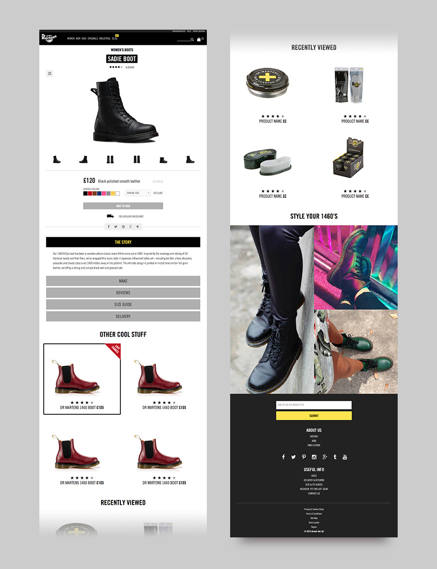 responsive design for Dr Martens